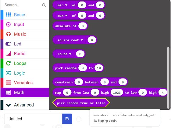 Pick Math random boolean