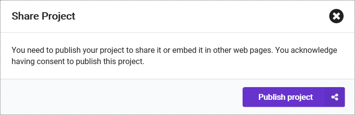Publish project dialog
