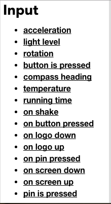 micro:bit input list