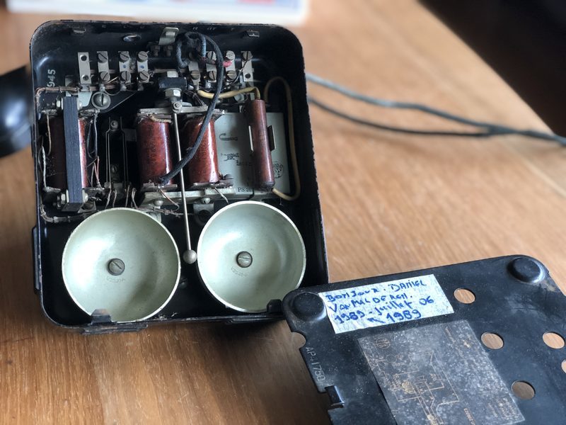 Inside of a rotary phone